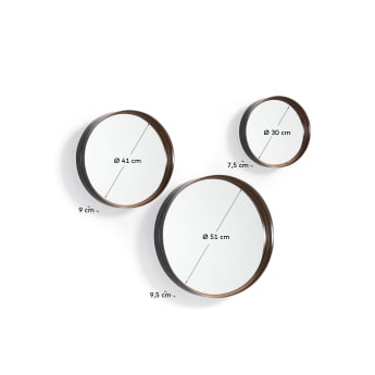 Conjunto de 3 Espelhos Ralphe de Aço