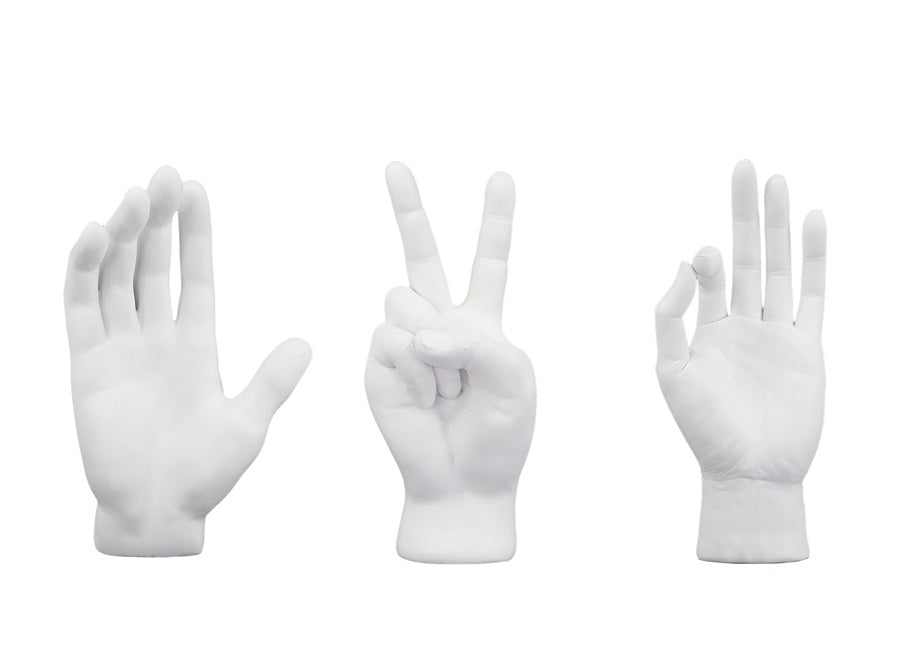 Set 3 Hands in white resin