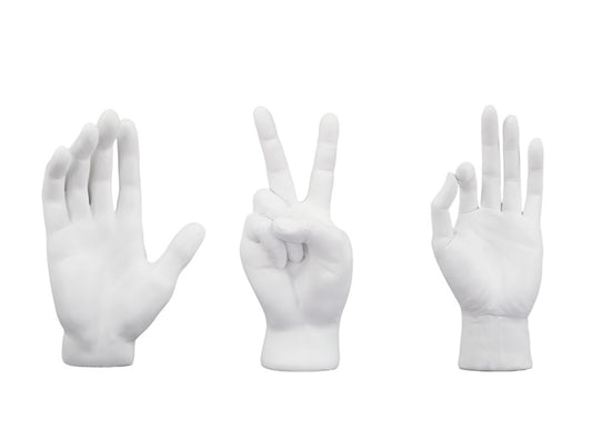 Set 3 Hands in white resin