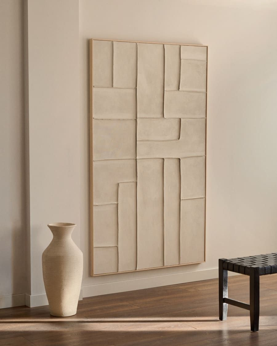 Quadro Klis de linho com formas geométricas branco