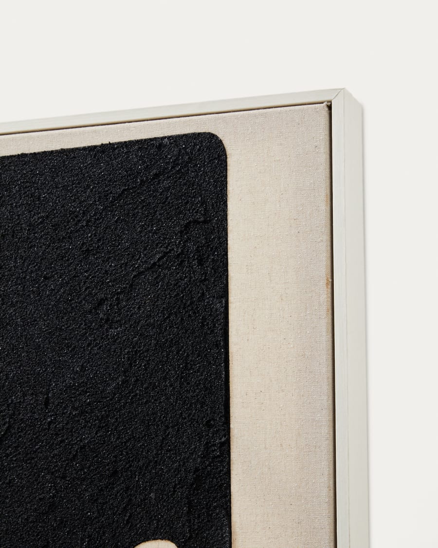 Quadro abstrato Salmi de linho bege e preto