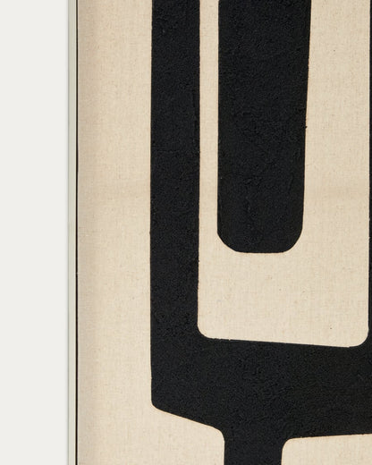 Quadro abstrato Salmi de linho bege e preto