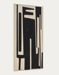 Quadro abstrato Salmi de linho bege e preto