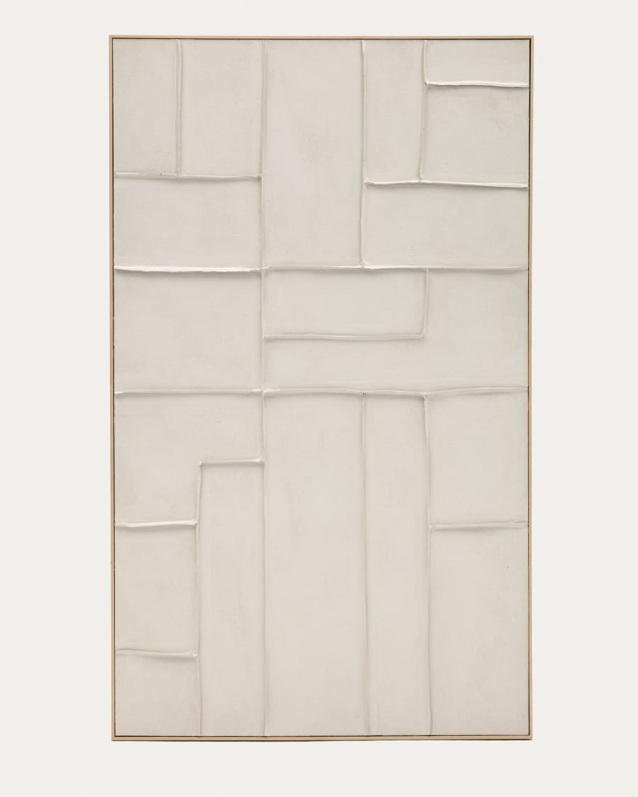 Quadro Klis de linho com formas geométricas branco