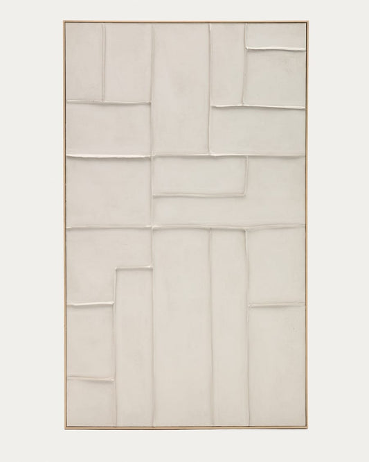 Quadro Klis de linho com formas geométricas branco