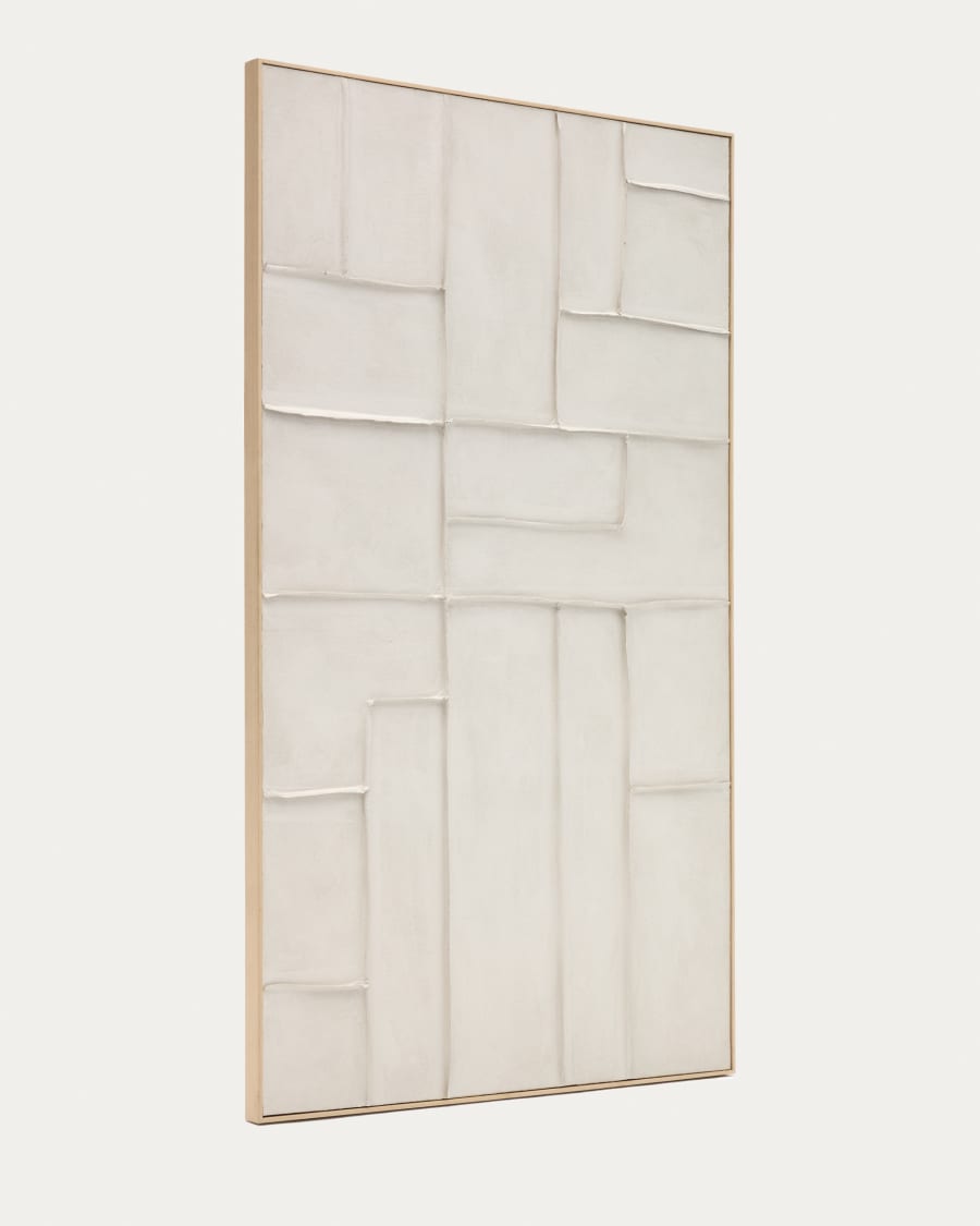 Quadro Klis de linho com formas geométricas branco