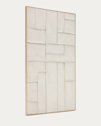 Quadro Klis de linho com formas geométricas branco