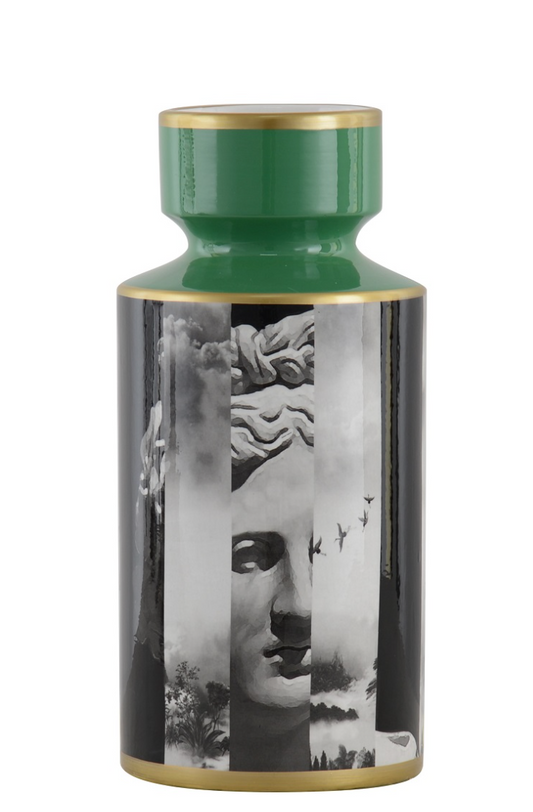 VASE 'DAVID' GREEN/WHITE/BLACK PORCELAIN