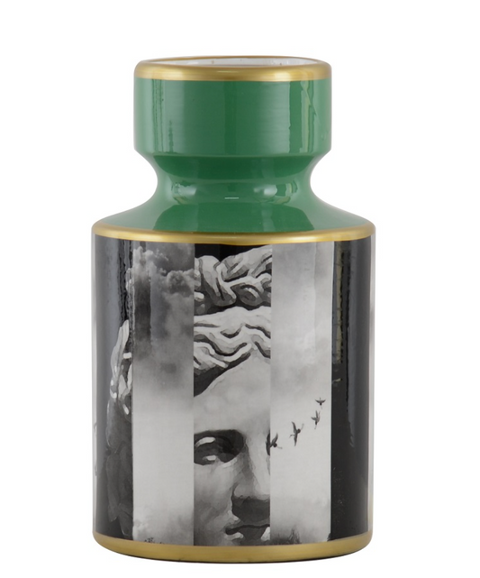 VASE 'DAVID' GREEN/WHITE/BLACK PORCELAIN