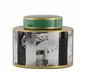 CANNISTER 'DAVID' GREEN/WHITE/BLACK PORCELAIN