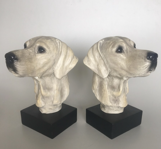 RESIN DOG HEAD BOOKEND SET